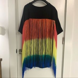 ASOS rainbow fringe back tee